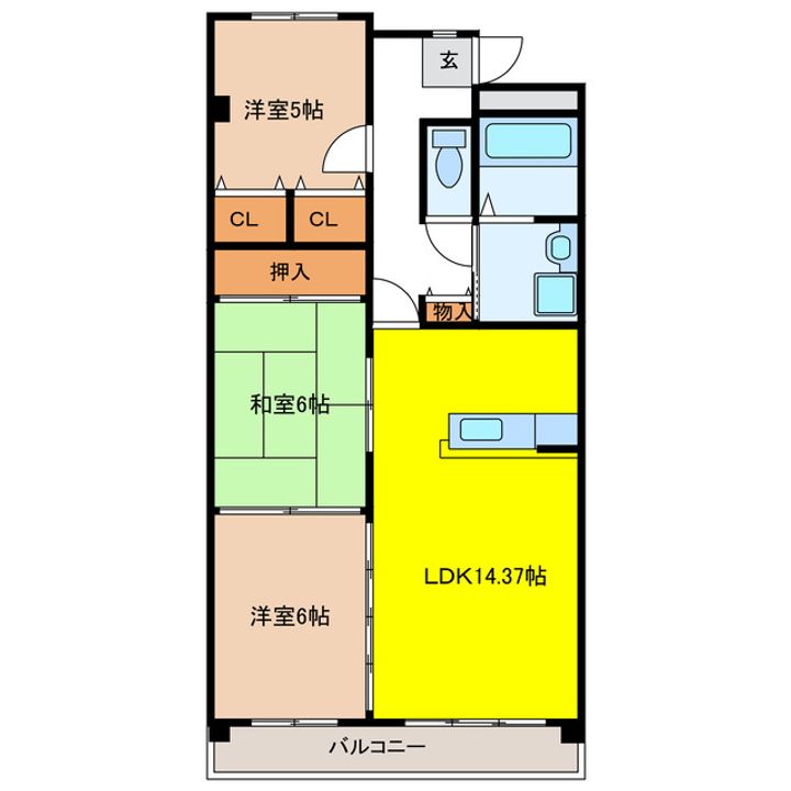 岐阜県岐阜市加納東丸町1(マンション)の賃貸物件の間取り