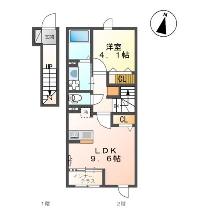 広島県福山市新涯町4(アパート)の賃貸物件の間取り