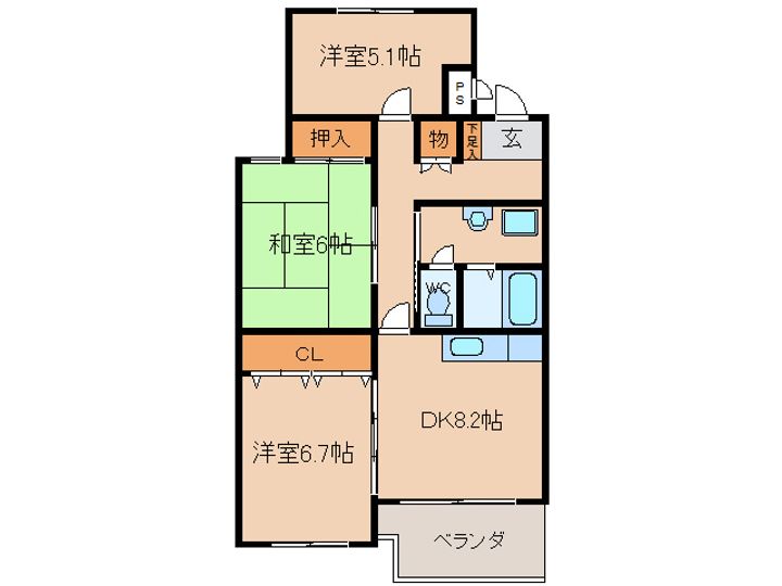 サンハイツ石田の間取り