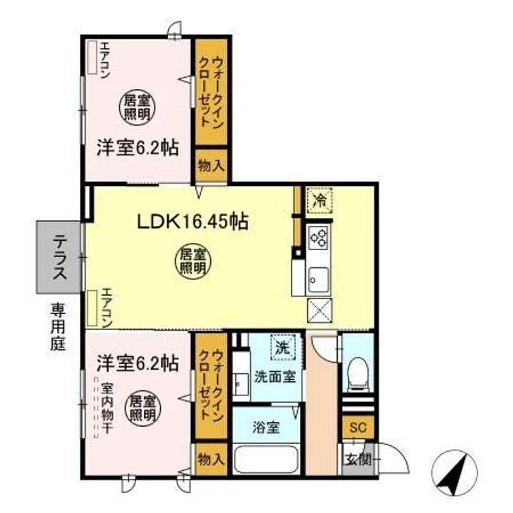 レインボーハウス(A)・エオス仲久保(B) Aの間取り