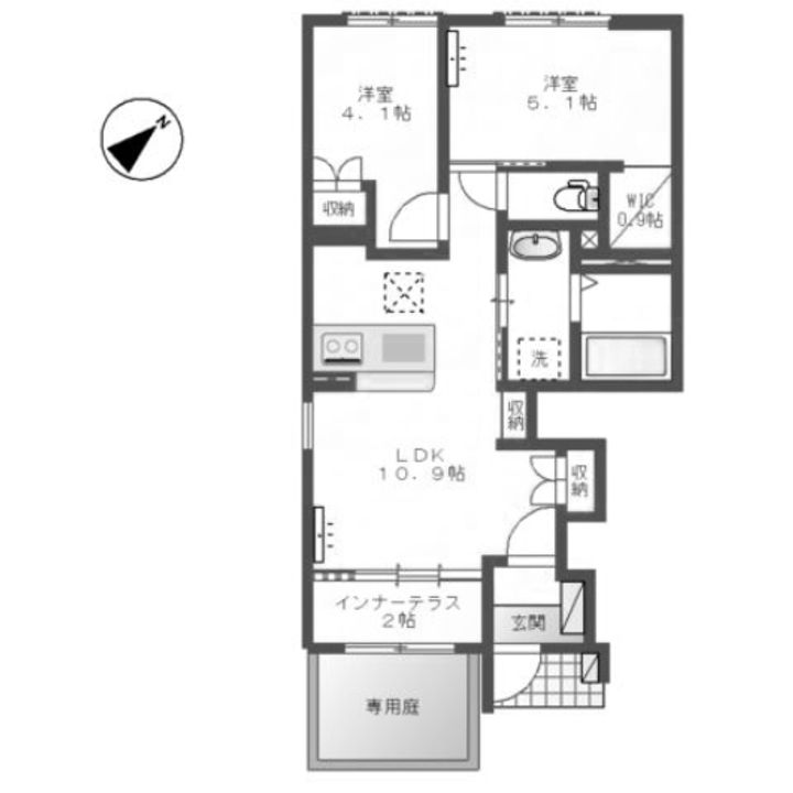 埼玉県熊谷市肥塚(アパート)の賃貸物件の間取り