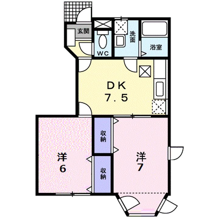 福岡県福岡市西区野方2(アパート)の賃貸物件の間取り