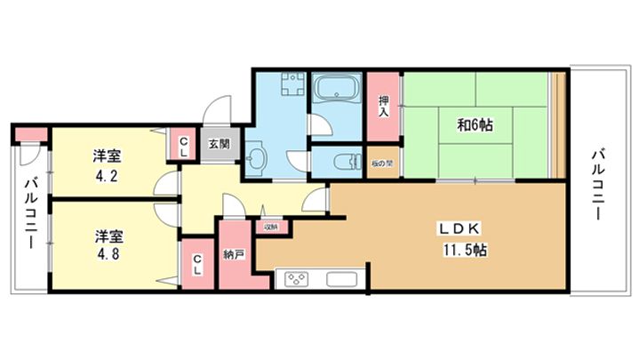 大阪府豊中市立花町3(マンション)の賃貸物件の間取り