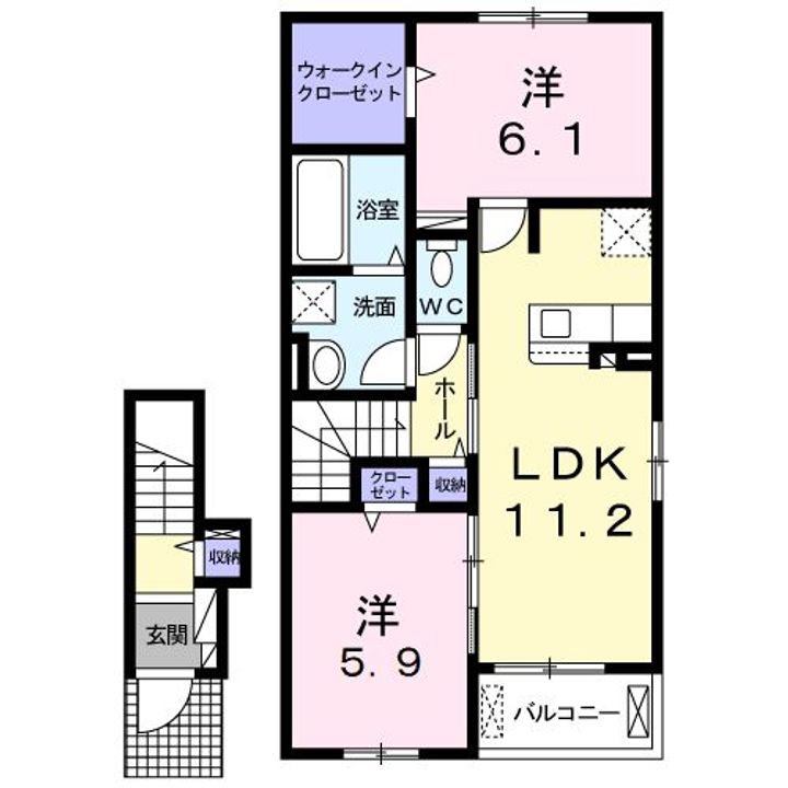 茨城県水戸市若宮2(アパート)の賃貸物件の間取り