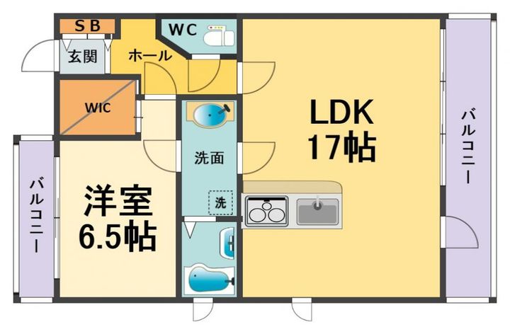 兵庫県西宮市上甲子園1(マンション)の賃貸物件の間取り