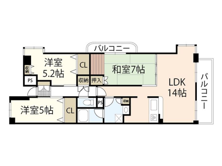 岡山県岡山市中区門田本町3(マンション)の賃貸物件の間取り