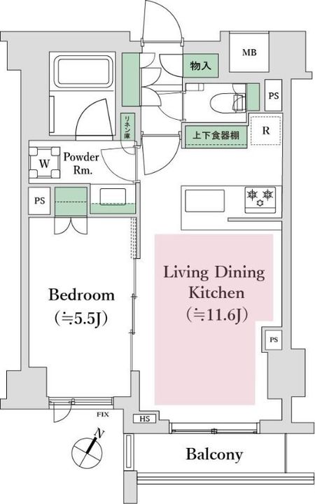 東京都新宿区若宮町(マンション)の賃貸物件の間取り