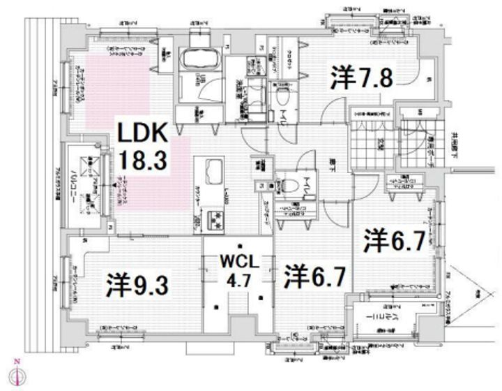 京都府京都市中京区丸屋町(マンション)の賃貸物件の間取り
