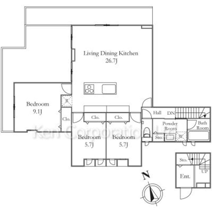 神奈川県横浜市中区山手町(一戸建)の賃貸物件の間取り