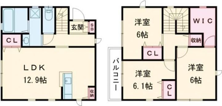 大阪府茨木市西河原2(一戸建)の賃貸物件の間取り