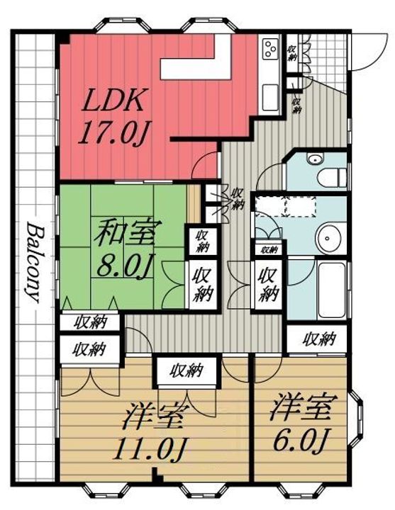 千葉県千葉市稲毛区稲毛2(マンション)の賃貸物件の間取り