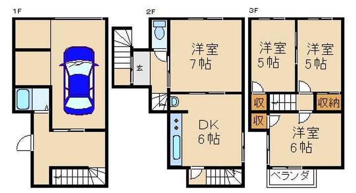 大阪府寝屋川市北大利町(一戸建)の賃貸物件の間取り