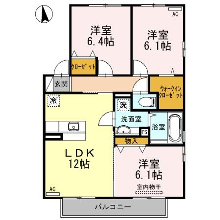 宮崎県都城市花繰町(アパート)の賃貸物件の間取り