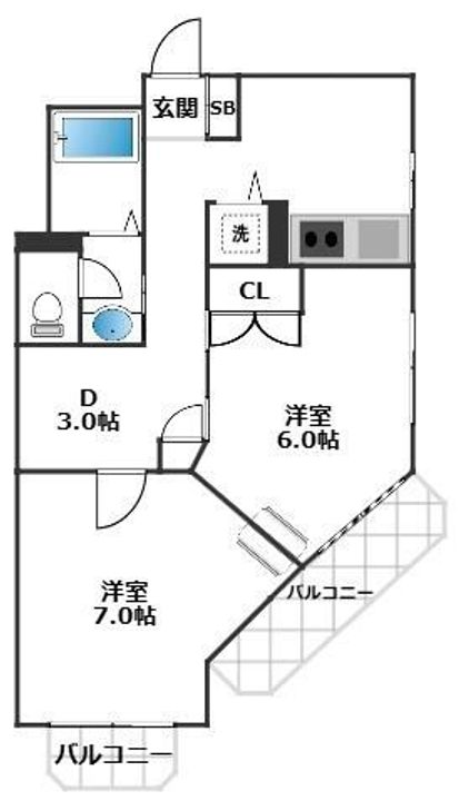 東京都世田谷区代田1(マンション)の賃貸物件の間取り