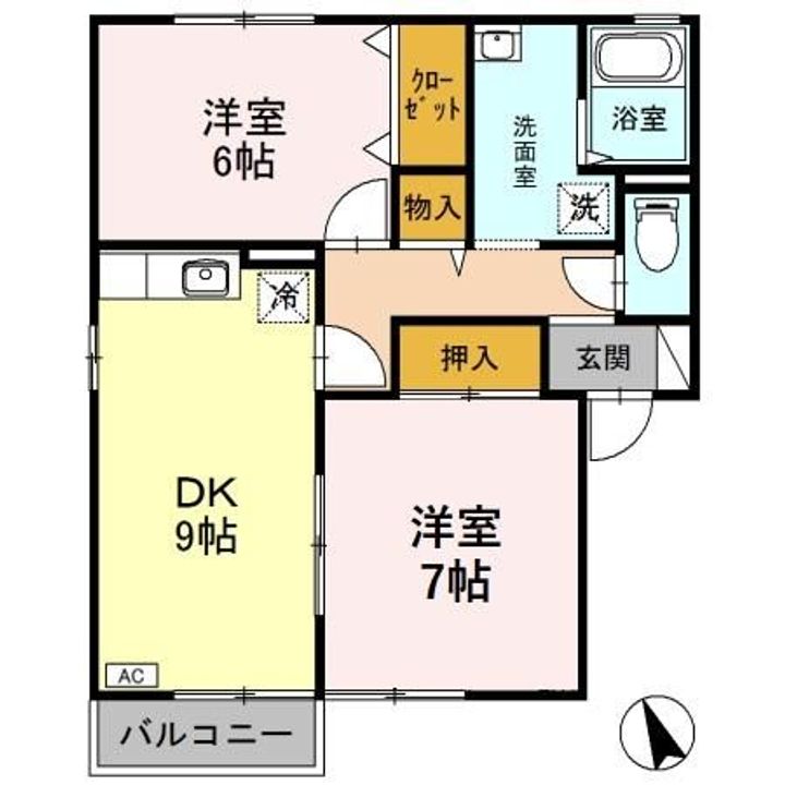 栃木県佐野市吉水駅前1(アパート)の賃貸物件の間取り