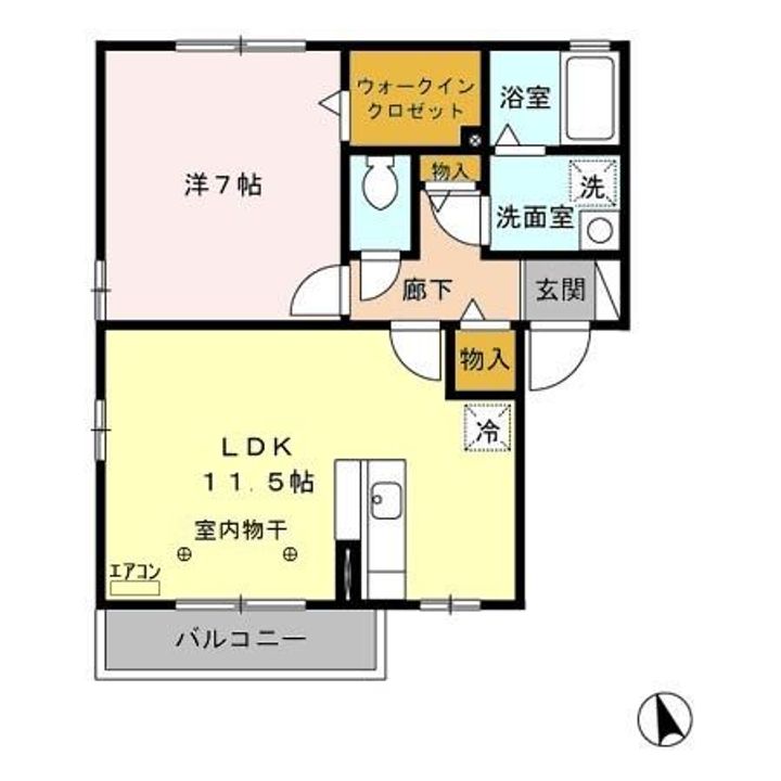 栃木県小山市西城南4(アパート)の賃貸物件の間取り