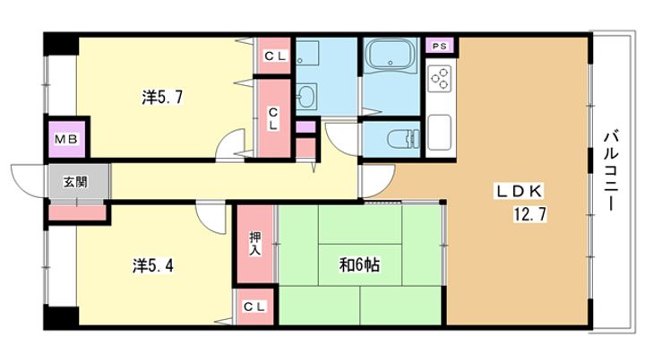 大阪府吹田市江坂町4(マンション)の賃貸物件の間取り