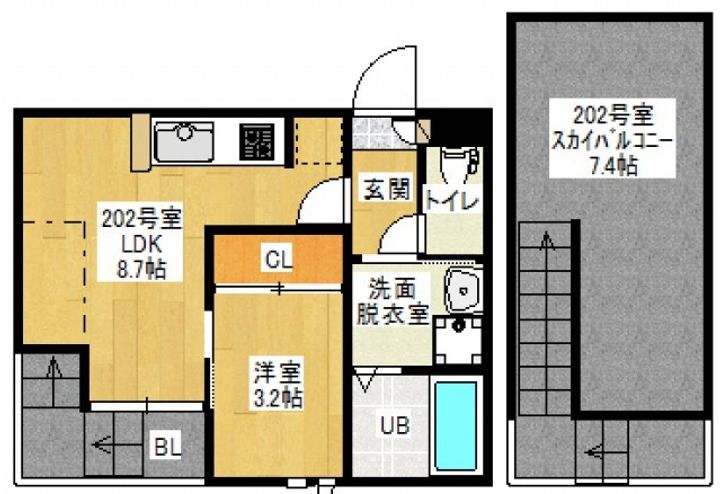 岡山県岡山市北区富田(アパート)の賃貸物件の間取り