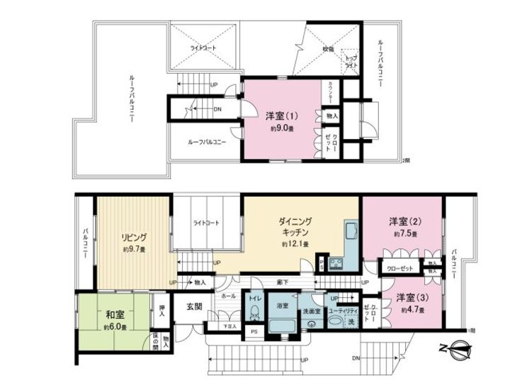 コスモ玉川学園(メゾネット)の間取り