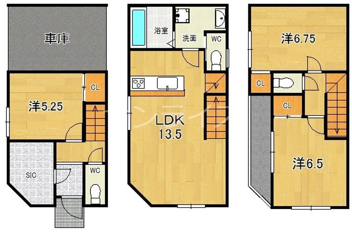 大阪府大阪市生野区中川西1(一戸建)の賃貸物件の間取り