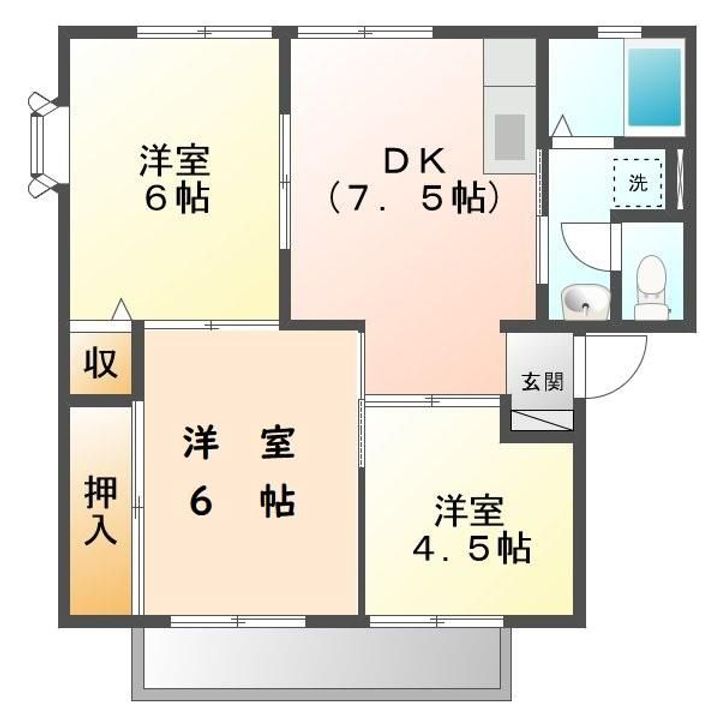 広島県福山市多治米町3(アパート)の賃貸物件の間取り