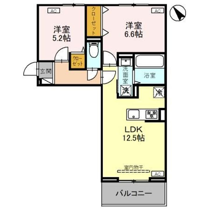 栃木県小山市花垣町1(アパート)の賃貸物件の間取り