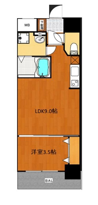 大阪府大阪市中央区十二軒町の賃貸マンションの間取り