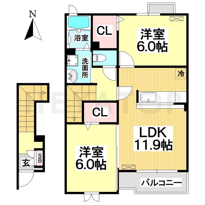 愛知県名古屋市熱田区二番2(アパート)の賃貸物件の間取り