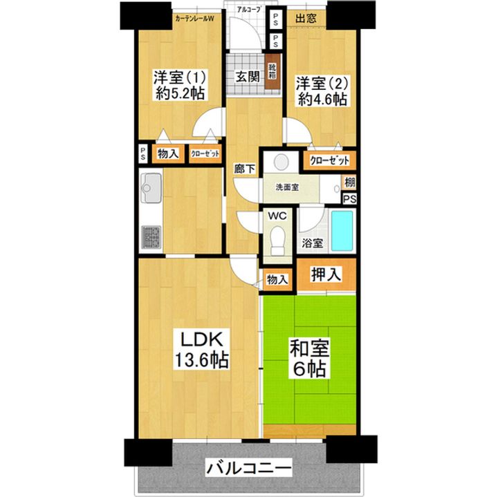 茨城県土浦市桜町3(マンション)の賃貸物件の間取り
