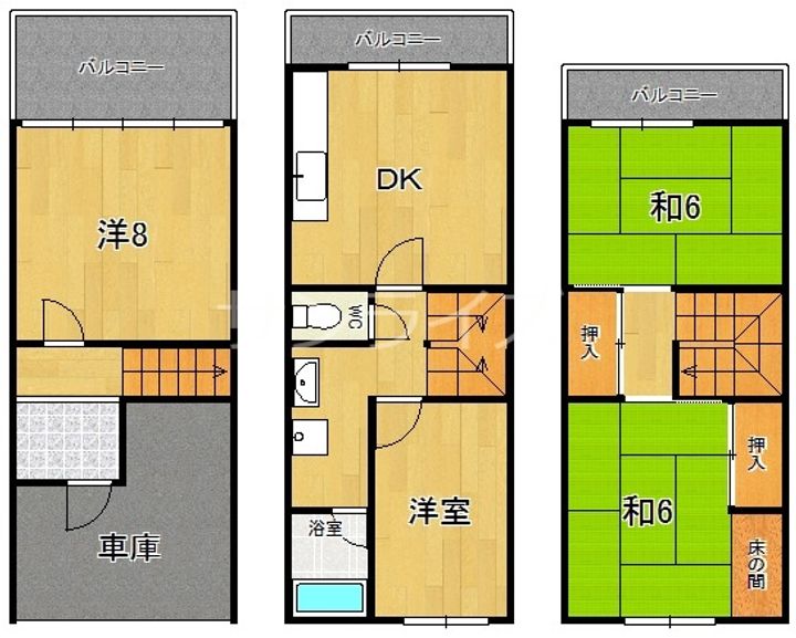 大阪府東大阪市西堤学園町1(一戸建)の賃貸物件の間取り