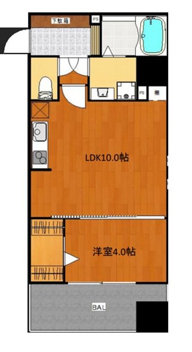 大阪府大阪市中央区十二軒町(マンション)の賃貸物件の間取り