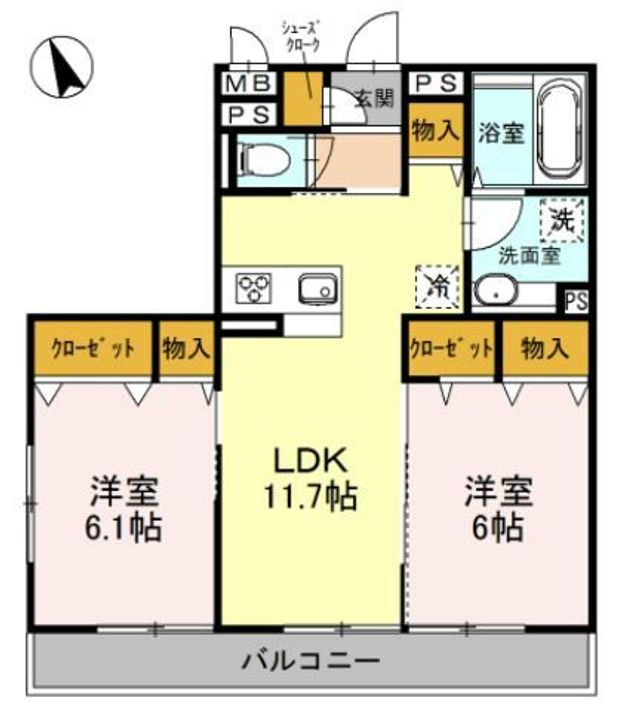 神奈川県藤沢市大庭(アパート)の賃貸物件の間取り