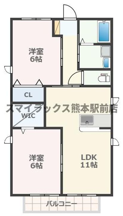 熊本県熊本市南区南高江7(アパート)の賃貸物件の間取り