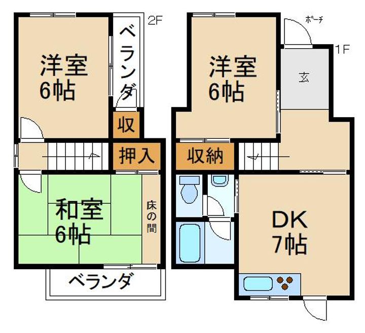 大阪府枚方市伊加賀南町(一戸建)の賃貸物件の間取り