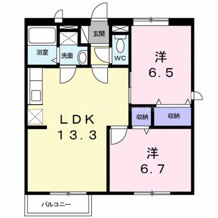 滋賀県近江八幡市中村町(アパート)の賃貸物件の間取り