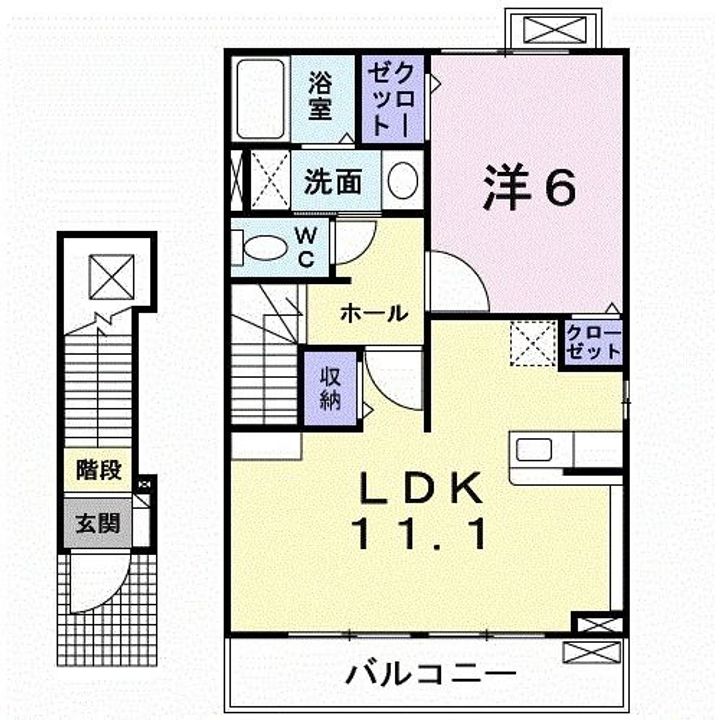 大阪府堺市西区浜寺元町6(アパート)の賃貸物件の間取り