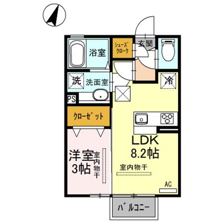 栃木県栃木市川原田町(アパート)の賃貸物件の間取り