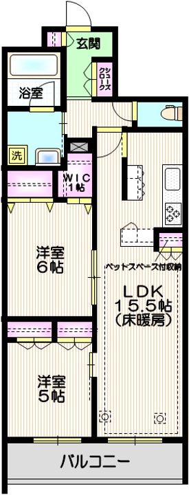 埼玉県さいたま市北区日進町2(マンション)の賃貸物件の間取り