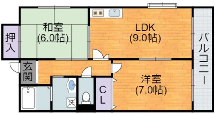 大阪府大阪市平野区瓜破5(マンション)の賃貸物件の間取り