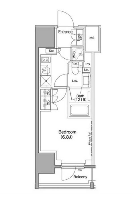 東京都港区六本木5(マンション)の賃貸物件の間取り