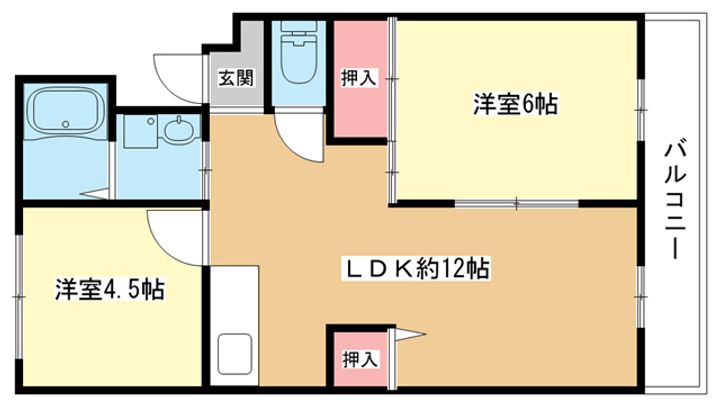 大阪府豊中市上津島2(マンション)の賃貸物件の間取り
