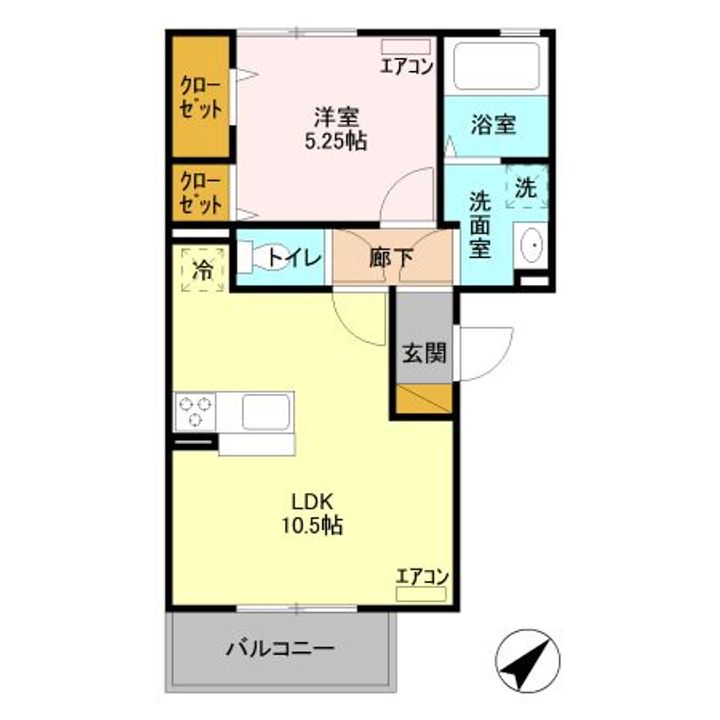 栃木県足利市福居町(アパート)の賃貸物件の間取り