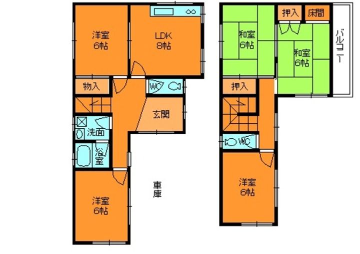 奈良県大和郡山市九条町(一戸建)の賃貸物件の間取り