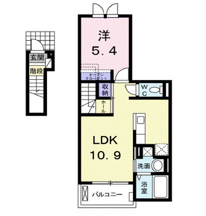 広島県福山市山手町5(アパート)の賃貸物件の間取り