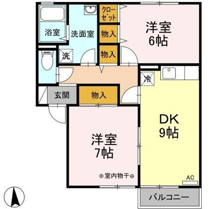 栃木県小山市東城南3(アパート)の賃貸物件の間取り