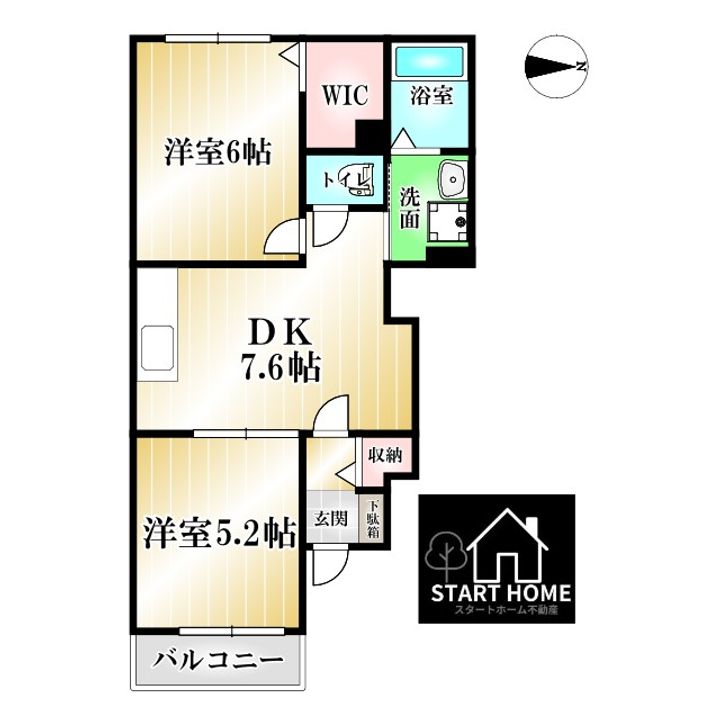 徳島県鳴門市大麻町高畑字北浦(アパート)の賃貸物件の間取り