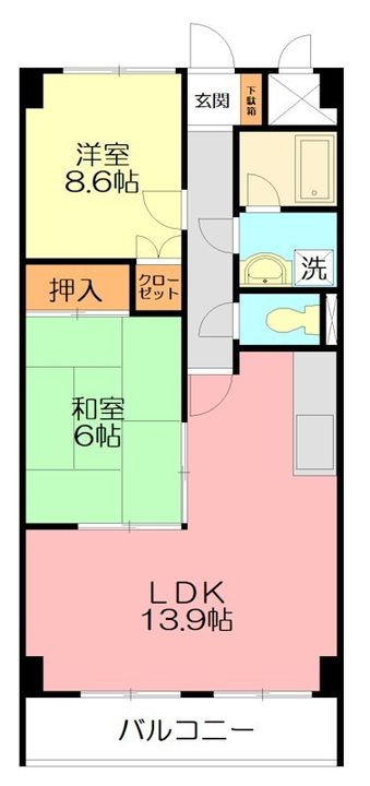 神奈川県横浜市戸塚区上倉田町(マンション)の賃貸物件の間取り