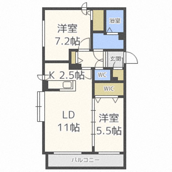 北海道札幌市清田区清田三条1(マンション)の賃貸物件の間取り