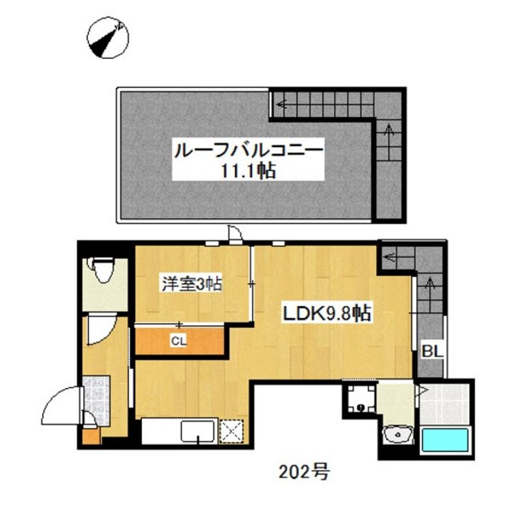 福岡県福岡市中央区地行4(アパート)の賃貸物件の間取り