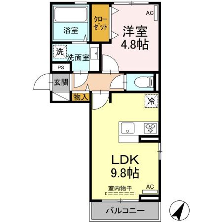 熊本県熊本市中央区渡鹿6(アパート)の賃貸物件の間取り